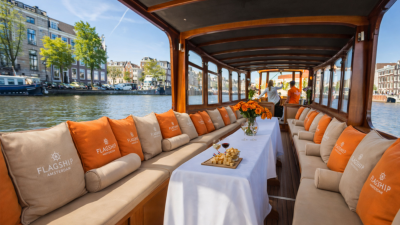 Luxury saloon boat canal cruise