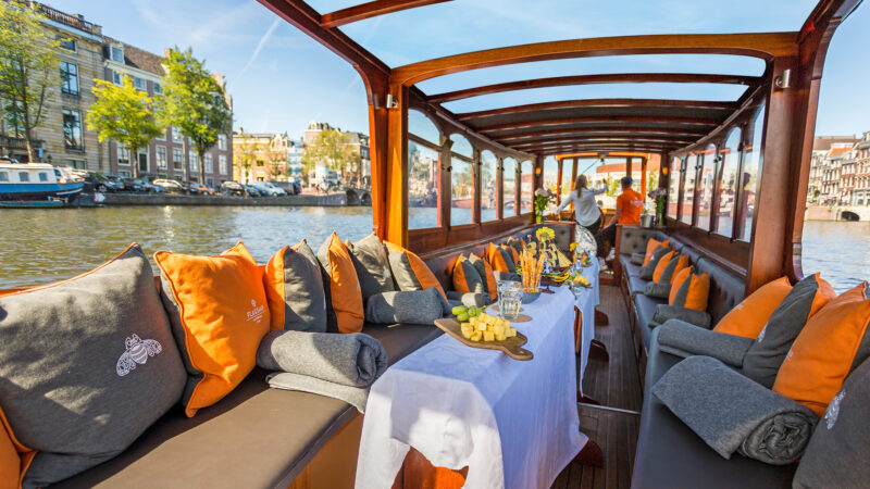Luxury saloon boat canal cruise