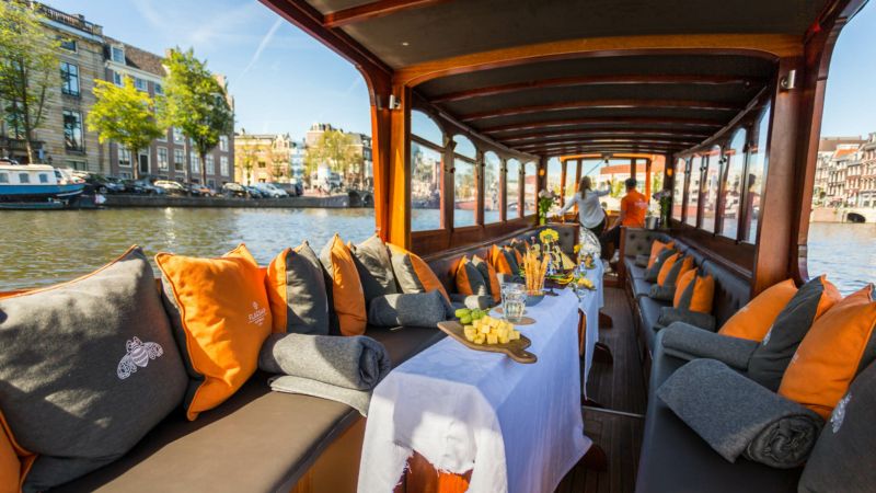 Luxury saloon boat canal cruise